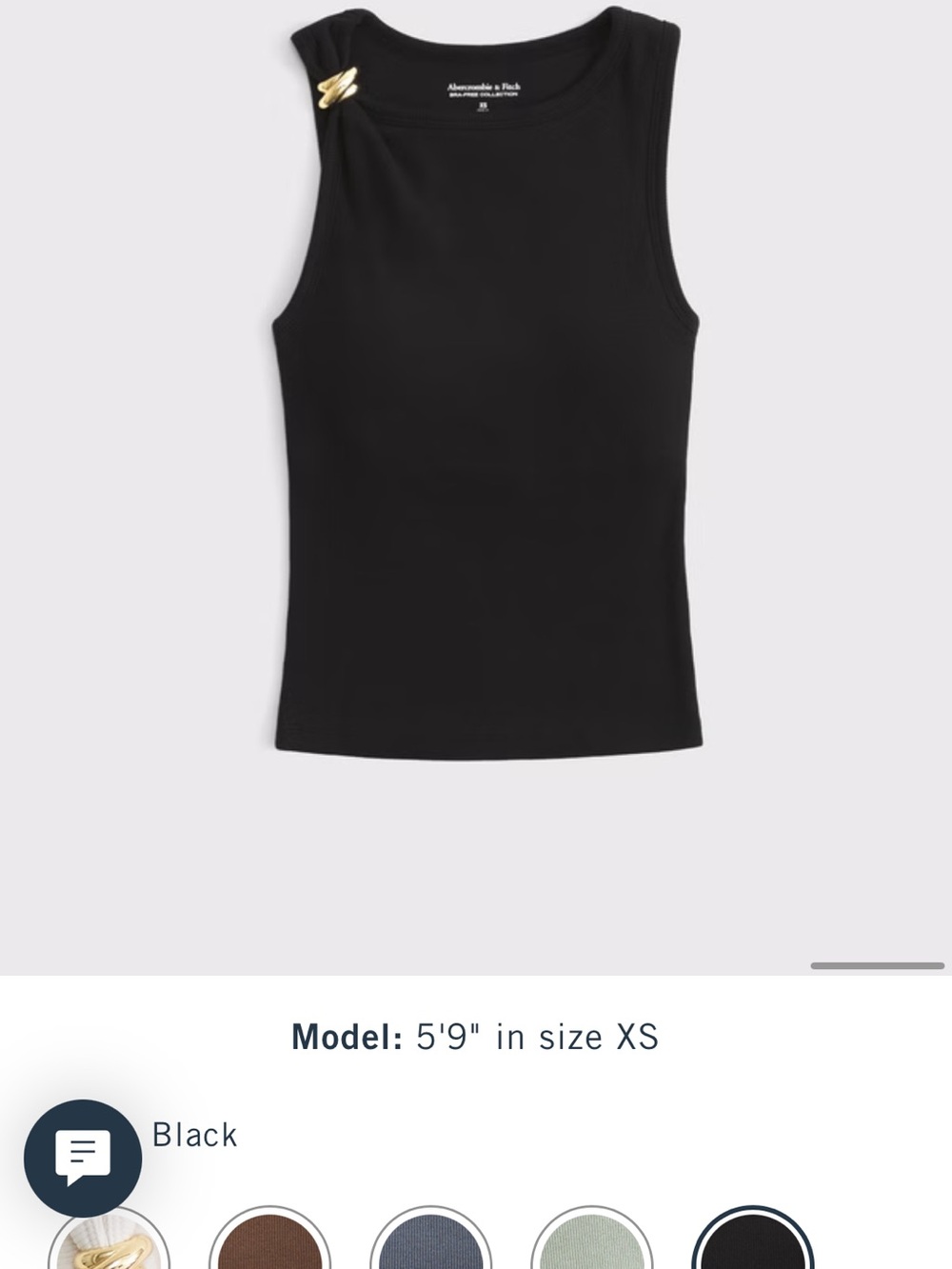 Abercrombie & Fitch Black Ribbed Crewneck Tank with Gold Pin